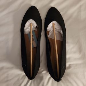 Toms Julie, black suede/perf flats
